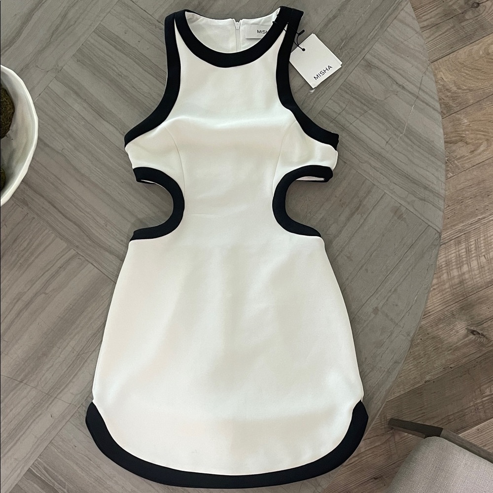 MISHA COLLECTION White and Black Mini Dress